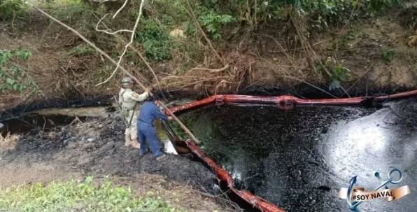 Activan Marina plan por derrame de hidrocarburos en el r&iacute;o Tuxpan-Pantepec