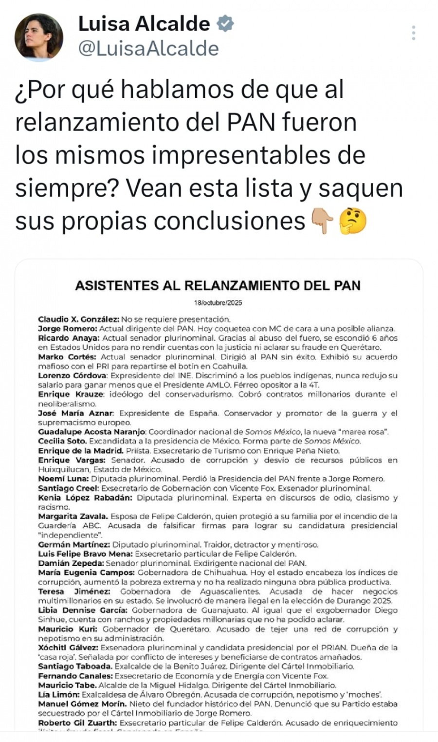 Arremete Luisa Mar&iacute;a alcalde contra asistentes al relanzamiento del Nuevo PAN; Noem&iacute; Luna dice que solo busca distraer por alza de impuestos