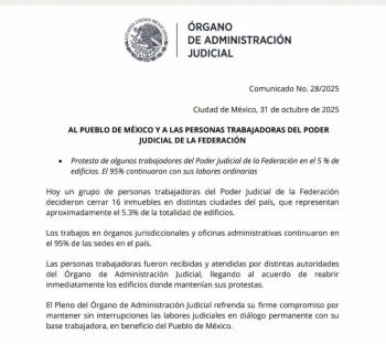 Cierran 16 inmuebles del Poder Judicial; fueron breves protestas, dice la autoridad