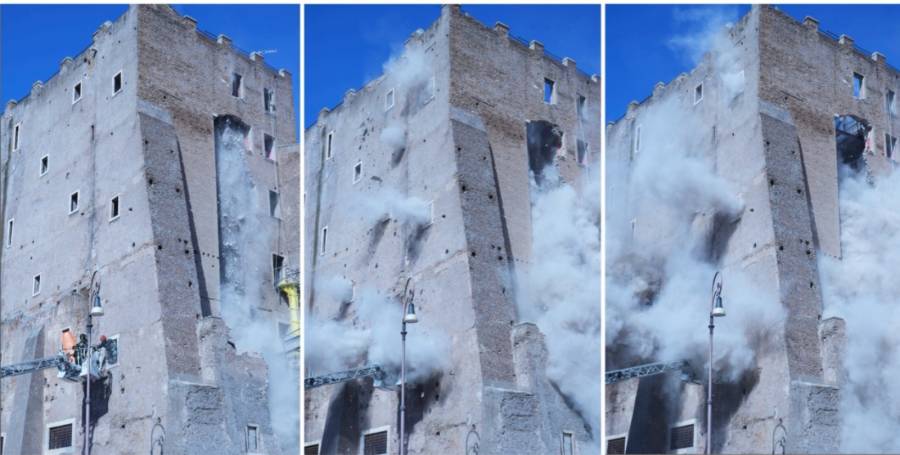 Colapsa torre medieval en Roma durante restauración
