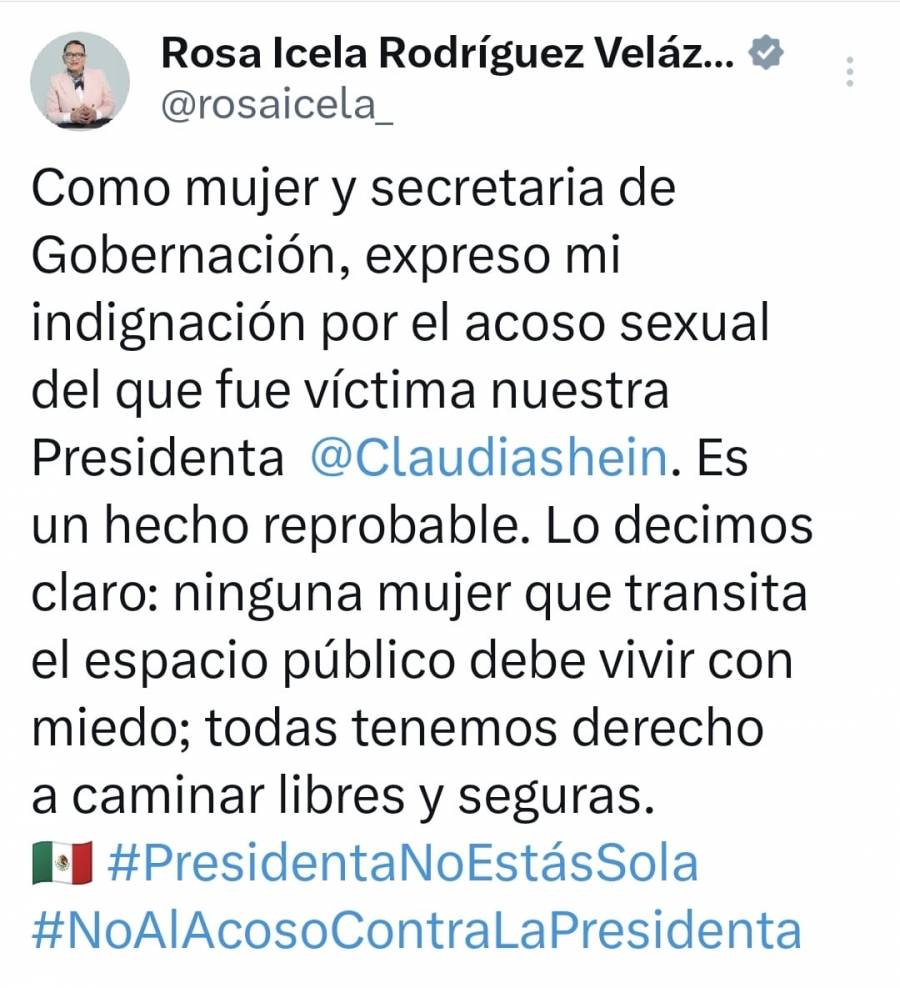 Morenistas expresan respaldo a Claudia Sheinbaum con el hashtag #NoAlAcosoContraLaPresidenta Y #NoEstasSolaPrraidenta
