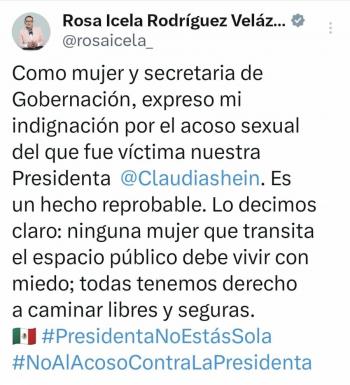 Morenistas expresan respaldo a Claudia Sheinbaum con el hashtag #NoAlAcosoContraLaPresidenta Y #NoEstasSolaPrraidenta