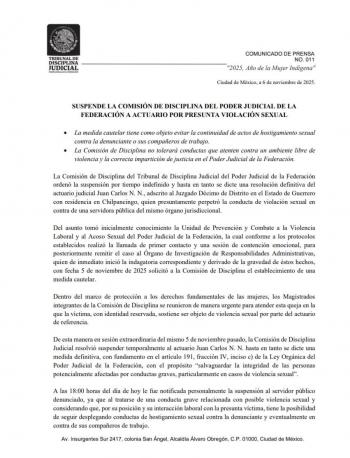 Suspenden a actuario del Poder Judicial por presunta violaci&oacute;n sexual en Guerrero