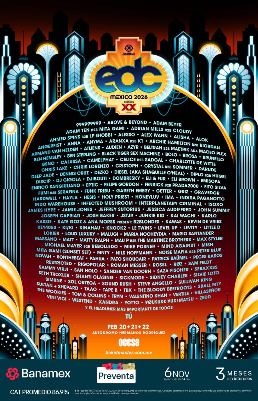 ¡EDC MÉXICO 2026 DEVELA EL LINEUP DEL FESTIVAL DE MÚSICA ELECTRÓNICA MÁS GRANDE DE LATINOAMÉRICA