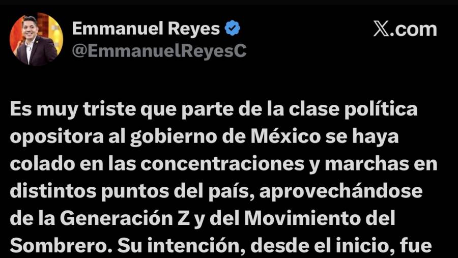 Reyes Carmona critica intento de la oposición por apropiarse de marchas juveniles