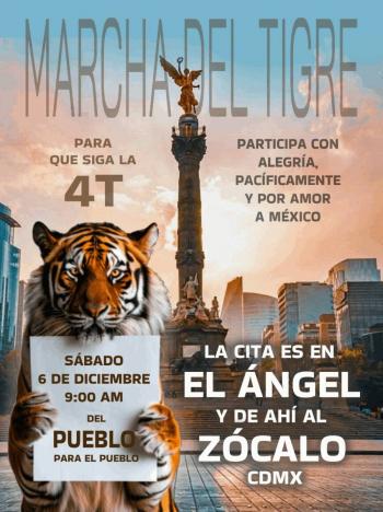 “Marcha del Tigre”: j&oacute;venes convocan respaldo a Sheinbaum y la 4T para el 6 de diciembre