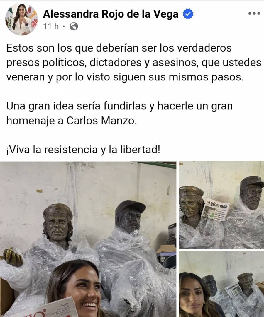 Sheinbaum rechaza subasta de estatuas de Castro y el “Che” propuesta por Rojo de la Vega