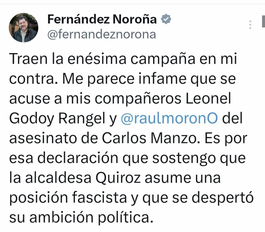 Presidenta llama a Noro&ntilde;a a la sensibilidad y evitar el debate pol&iacute;tico con la viuda de Manzo, 