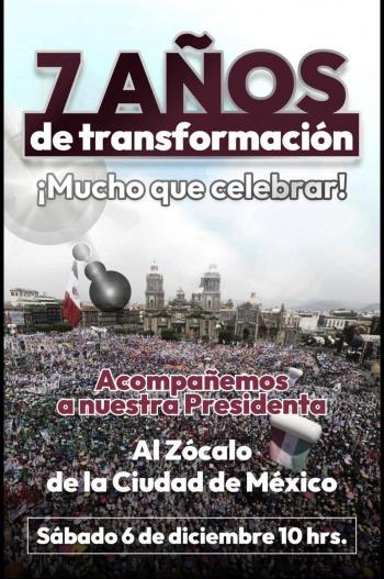 Rosa Icela Rodr&iacute;guez convoca a mitin en el Z&oacute;calo para conmemorar “7 a&ntilde;os de transformaci&oacute;n”