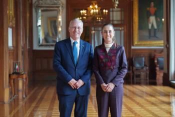 Sheinbaum se re&uacute;ne con el futuro presidente del CCE y encabeza Asamblea del Infonavit en Palacio Nacional