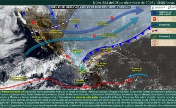 Frente fr&iacute;o 19 provocar&aacute; lluvias intensas en el sureste y ambiente g&eacute;lido en el centro del pa&iacute;s