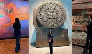 F&aacute;tima Bosch, Miss Universo 2025, visita el Museo Nacional de Antropolog&iacute;a