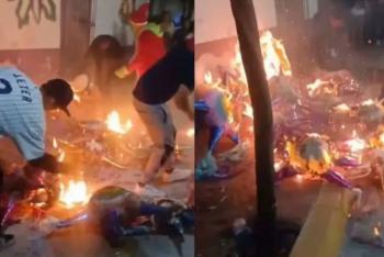 Pirotecnia provoca incendio en fiesta navide&ntilde;a de Piaxtla; vecinos controlan el fuego