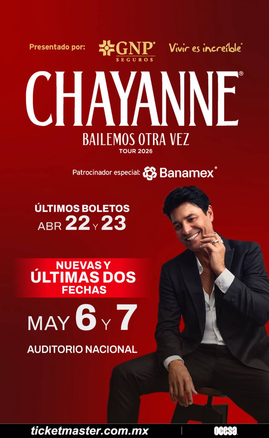 Chayanne anuncia sus dos últimas fechas para Ciudad de México