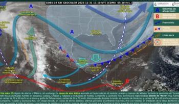 Masa de aire &aacute;rtico mantiene ambiente g&eacute;lido y lluvias fuertes en el sureste y norte del pa&iacute;s