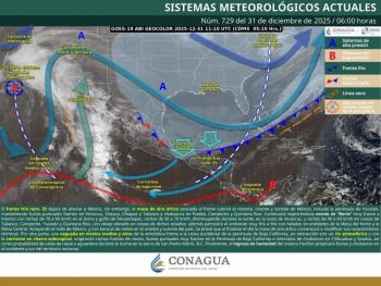 SMN pronostica bajas temperaturas y fuertes vientos para cerrar el 2025 en M&eacute;xico