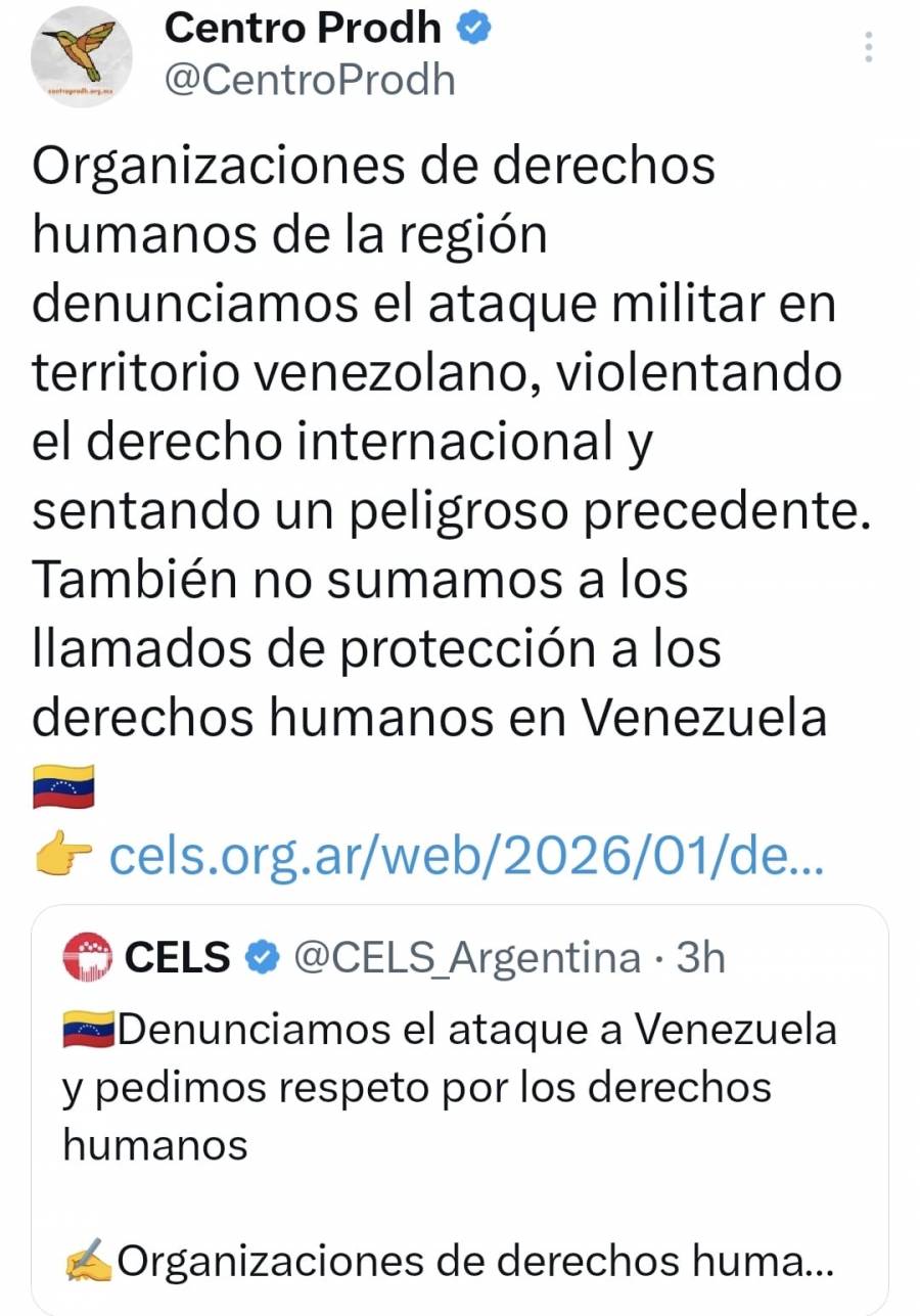 Organizaciones de DH en AL denuncian ataque militar de EU en Venezuela