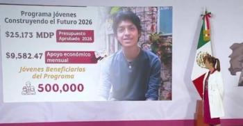 Apoyo de J&oacute;venes Construyendo el Futuro sube a 9 mil 582 pesos mensuales este 2026 .