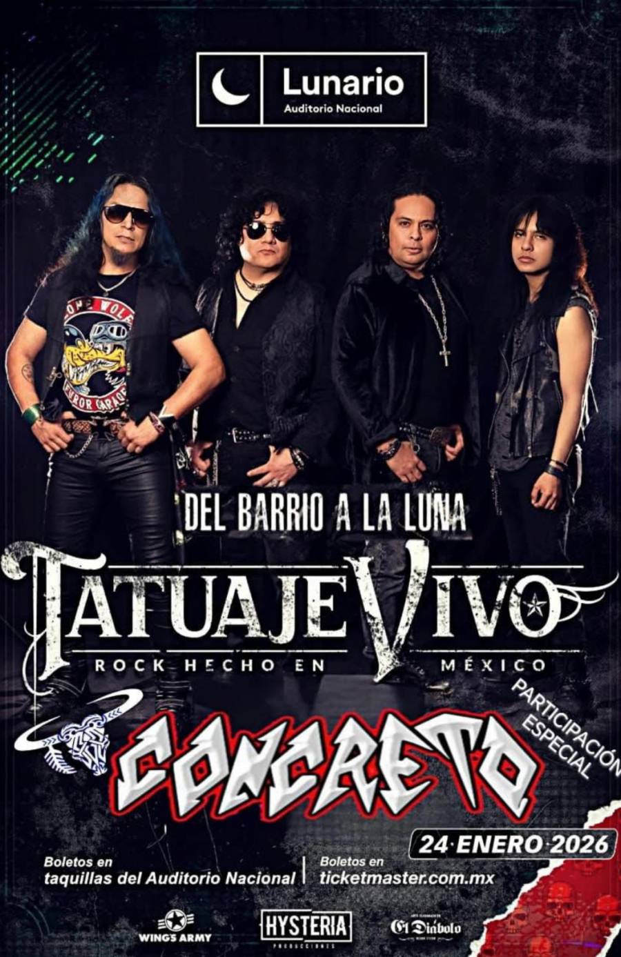 TATUAJE VIVO LLEGA AL LUNARIO CON “DEL BARRIO A LA LUNA”, UN NUEVO CAPÍTULO PARA EL ROCK MEXICANO