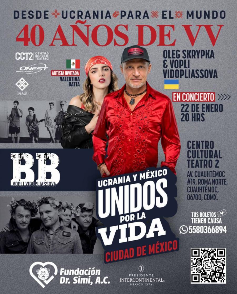 Oleg Skrypka y Vopli Vidopliassova unen a México y Ucrania en un concierto solidario con causa humanitaria