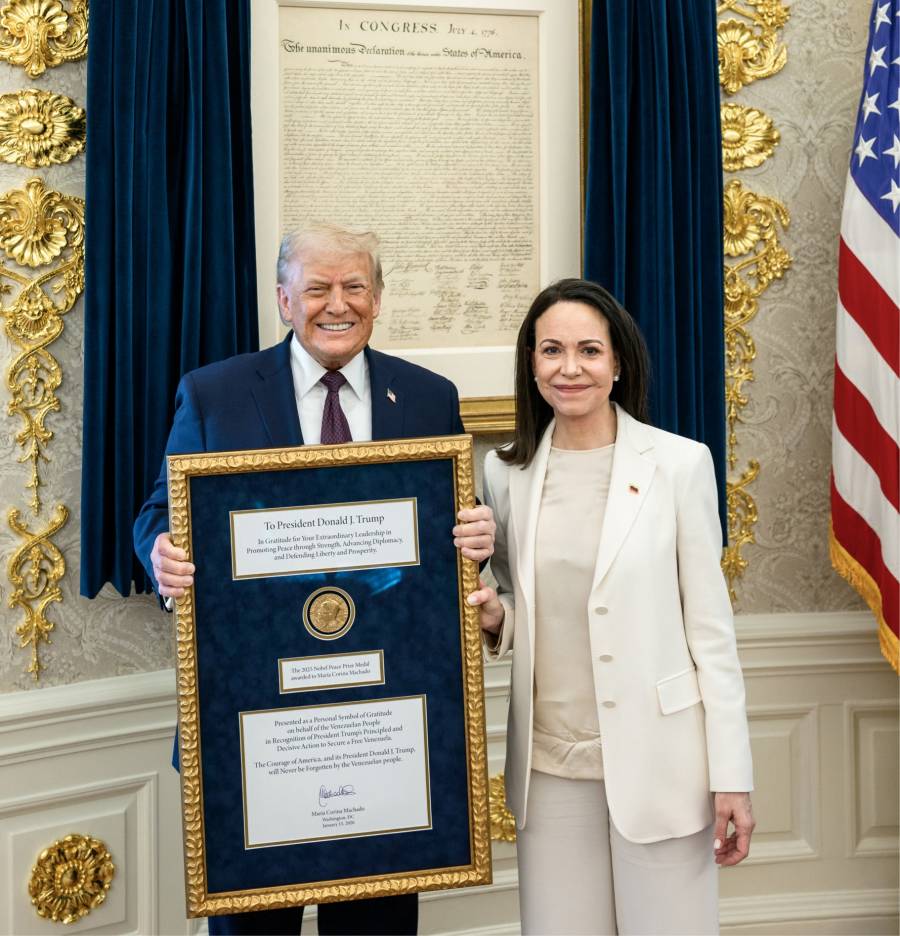 María Corina Machado dice que entregó su medalla del Nobel de la Paz a Trump porque “se lo merece”