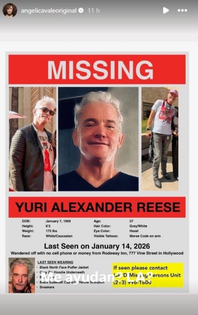 Angélica Vale pide ayuda para localizar al sonidista Yuri Alexander Reese en Los Ángeles