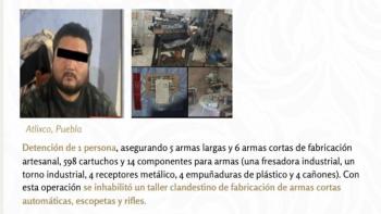 En taller clandestino de Atlixco se fabricaban armas cortas, largas y rifles: SSPC