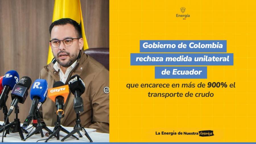 Colombia rechaza aumento de 900% en tarifa de transporte de crudo impuesto por Ecuador