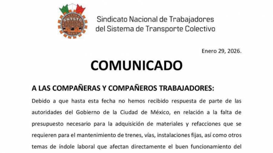 Trabajadores del Metro anuncian marcha al GCDMX por falta de presupuesto; se ven comprometidos servicio y seguridad