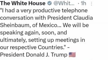 Canad&aacute; se mantuvo como tema en di&aacute;logo Sheinbaum-Trump; le agradece presidenta mensaje en redes