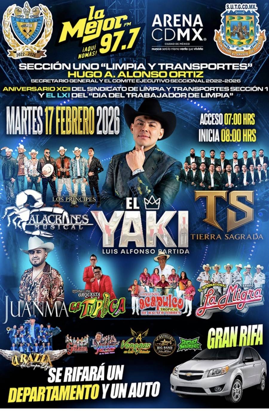 EL SINDICATO DE LIMPIA Y TRANSPORTES SECCIÓN 1 CELEBRA EN GRANDE EN LA ARENA CDMX CON EL YAKI Y ALACRANES MUSICAL