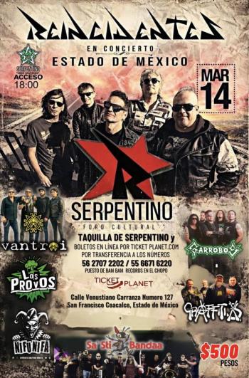 REINCIDENTES, LEYENDA DEL PUNK EN ESPA&Ntilde;OL, SE PRESENTA EN EL ESTADO DE M&Eacute;XICO