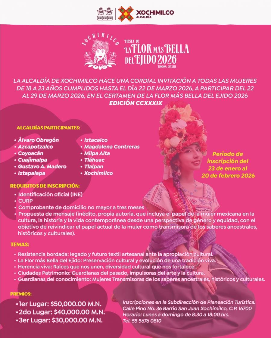 Xochimilco lanza convocatoria para La Flor Más Bella del Ejido 2026