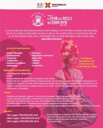 Xochimilco lanza convocatoria para La Flor M&aacute;s Bella del Ejido 2026
