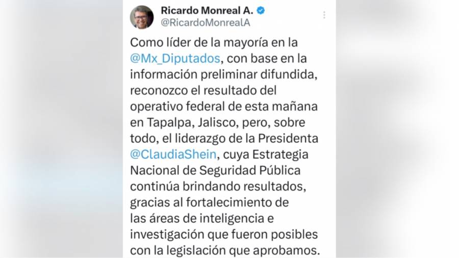 Monreal reconoce operativo federal; Kenia L&oacute;pez expresa solidaridad ante narcobloqueos