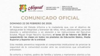 Suspenden clases en Nayarit por hechos violentos en la entidad tras ca&iacute;da de 