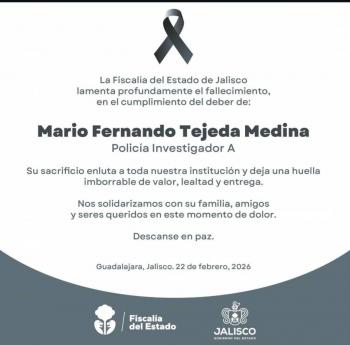 Fallece polic&iacute;a investigador de la Fiscal&iacute;a General del Estado de Jalisco tras ataque armado en Zapopan