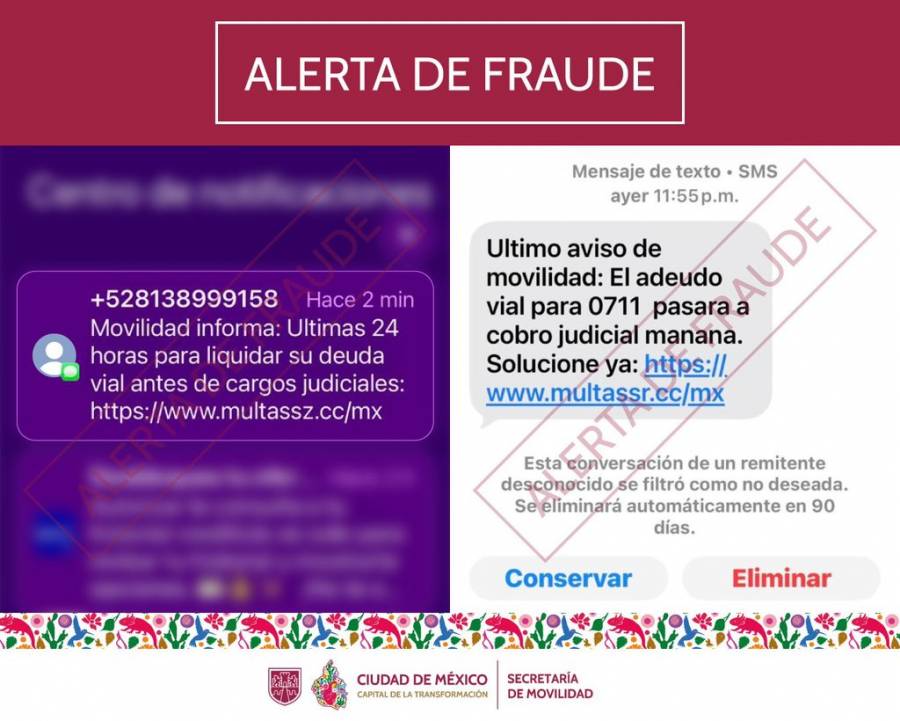 Alerta en CDMX por estafa de multas falsas v&iacute;a SMS; autoridades recomiendan verificar en portales oficiales