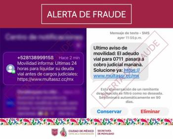 Alerta en CDMX por estafa de multas falsas v&iacute;a SMS; autoridades recomiendan verificar en portales oficiales