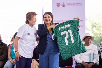Inaugura Clara Brugada Canchas “Pioneras del 71”. pide llevar el Mundial a todos los territorios y mediante el f&uacute;tbol combatir la desigualdad