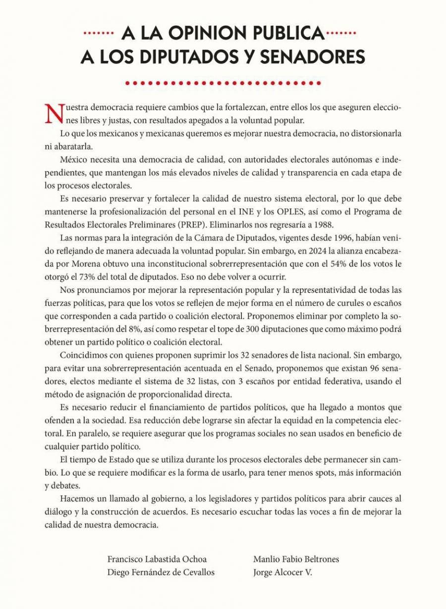 Sheinbaum califica a Beltrones, Fern&aacute;ndez de Cevallos y Labastida como el mejor s&iacute;mbolo del PRIAN