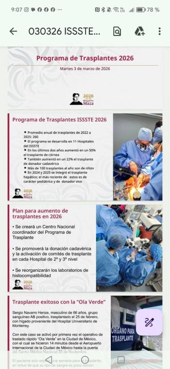IMSS anuncia expansi&oacute;n de trasplantes y atenci&oacute;n que beneficiar&aacute; a 90 pacientes cada a&ntilde;o