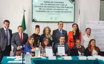 Firma Escuela de Administraci&oacute;n P&uacute;blica de la Ciudad de M&eacute;xico convenio marco de colaboraci&oacute;n con el Congreso Capitalino