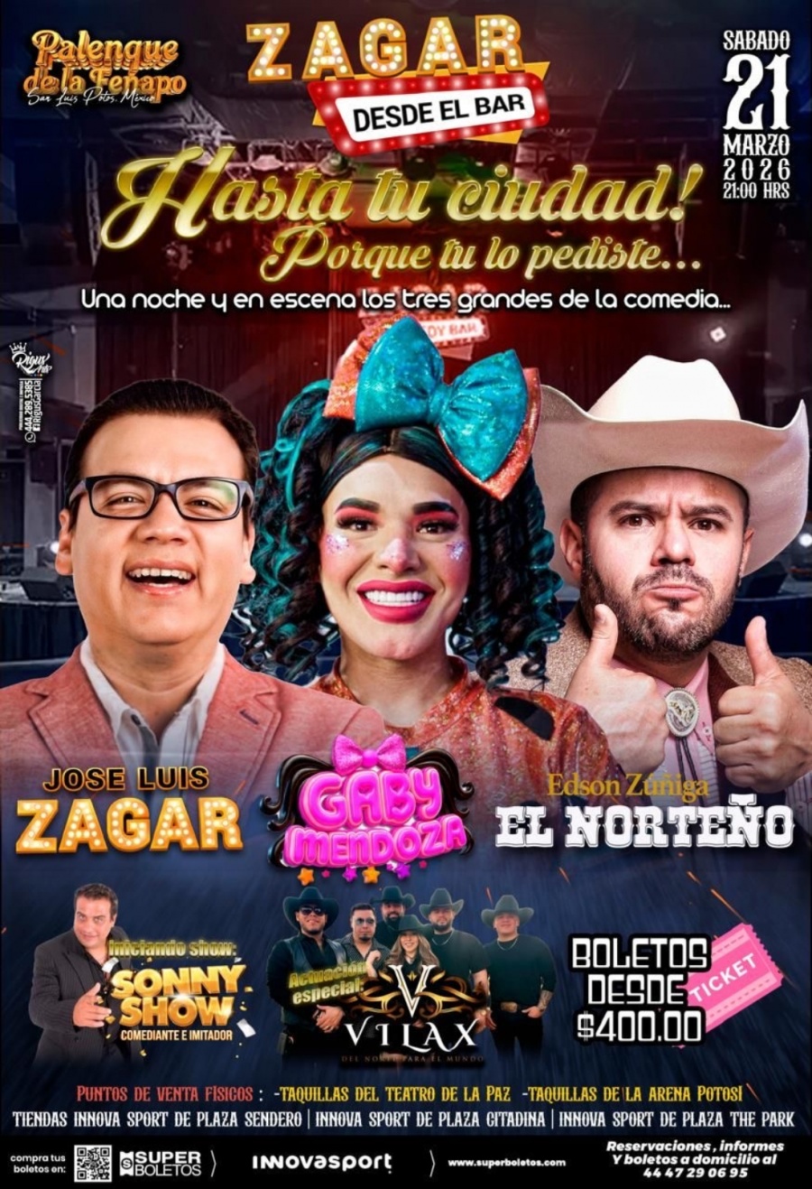 Fenapo presenta velada de comedia con Jos&eacute; Luis Zagar, Gaby Mendoza y Edson Z&uacute;&ntilde;iga en el Palenque