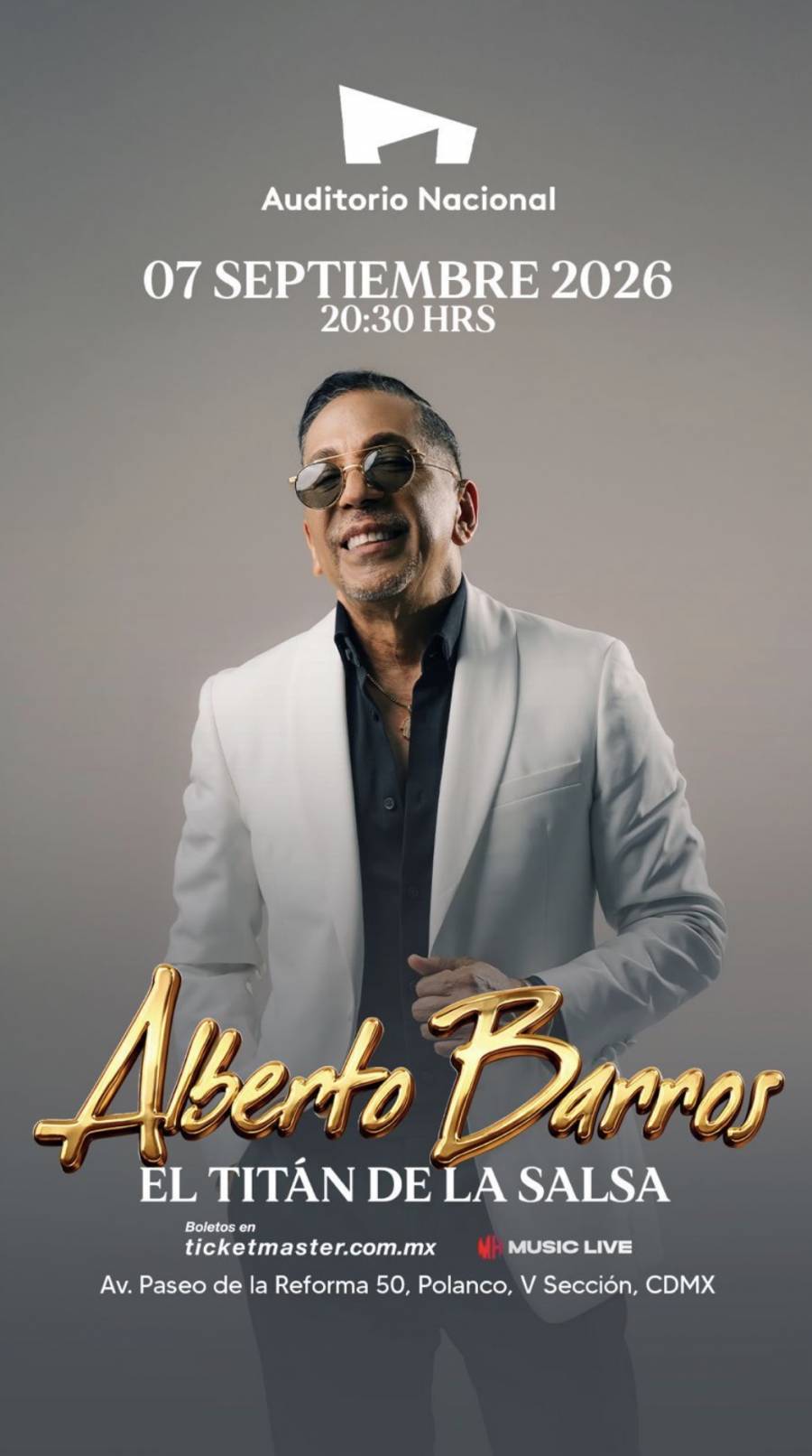ALBERTO BARROS EL GIGANTE DE LA SALSA VUELVE A LA CAPITAL: ANUNCIA CONCIERTO EN EL AUDITORIO NACIONAL