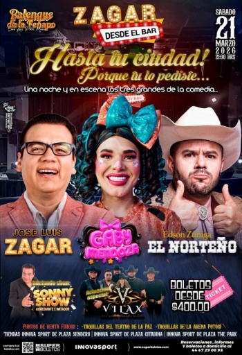 Fenapo presenta velada de comedia con Jos&eacute; Luis Zagar, Gaby Mendoza y Edson Z&uacute;&ntilde;iga en el Palenque