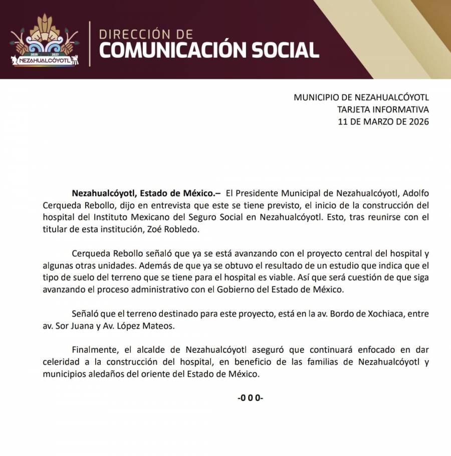 !Por fin! Acuerdan construcción de Hospital del IMSS en Nezahualcóyotl