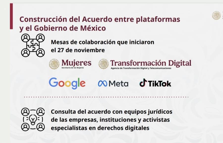 Acuerdo de Gobierno Federal con Facebook, Tiktok y otras plataformas digitales busca combatir violencia contra mujeres