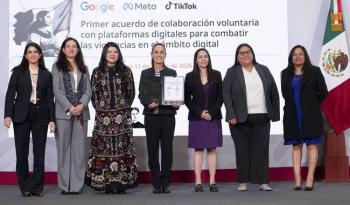 Gobierno de M&eacute;xico firma acuerdo de colaboraci&oacute;n voluntaria con Google, Meta y TikTok para combatir violencia digital contra las mujeres