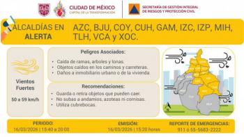 Se Activa Alerta Amarilla por pron&oacute;stico de vientos fuertes